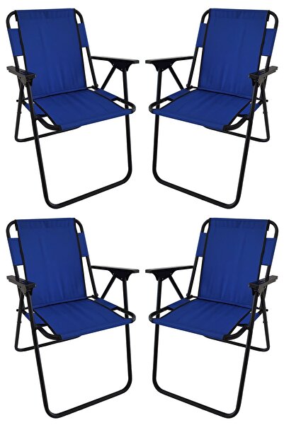 Bofigo Metal 4 Adet Kamp Sandalyesi Katlanır Sandalye Piknik Sandalyesi Plaj Sandalyesi Mavi Katlanabilir