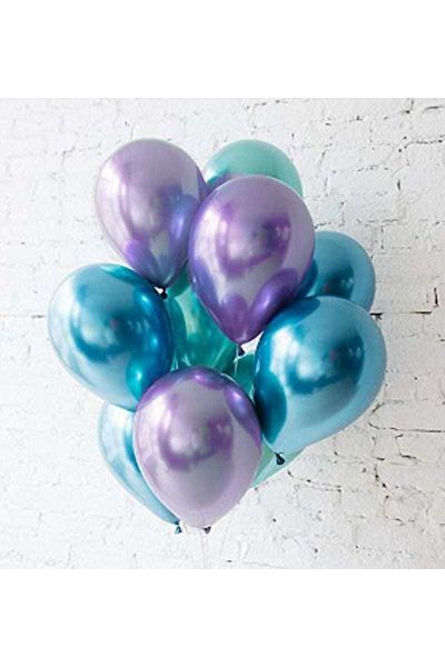 Parti dolabı Chrome Shiny Metallic Green-Blue-Purple Color 10 Balloons (3 Color Set)
