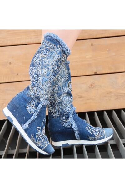 StarBlueMooN Kadın  Kot Bot Ayakkabı