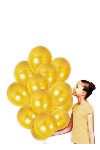 Parti dolabı Gold Gold Color Metallic Balloon 30 Pieces (Pack of 30)
