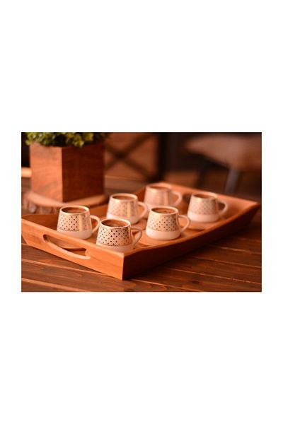 Bambum B0933 Hanzade 6-Person Coffee Cup Set with Pattern Base