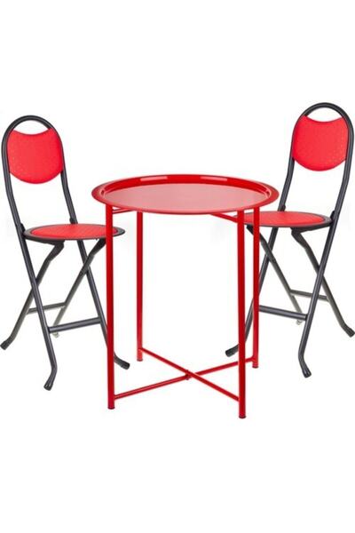 HASTUNÇ Katlanabilir Metal Sehpa - Sandalye Takımı