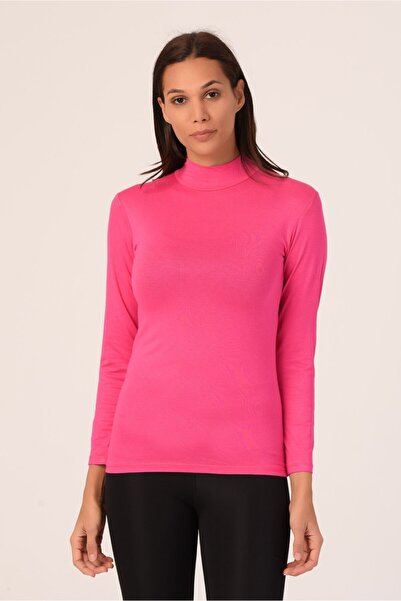 DISENTIS MODEST نصف ياقة مدورة وأكمام طويلة فيسكوز. جسم فوشيا