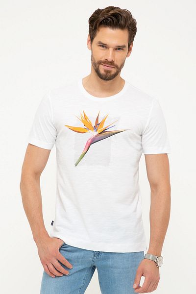 Pierre Cardin Λευκό T-shirt Slim Fit Crew Neck