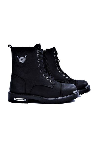 Hammer Jack Μαύρες μπότες από γνήσιο δέρμα 102-17600-1