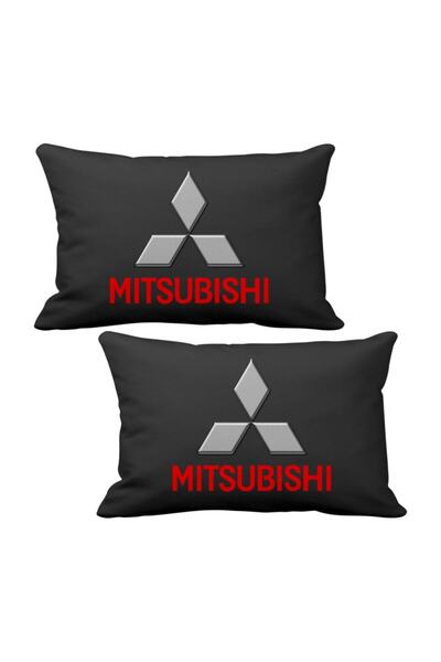 ASR Mitsubishi 2 Piece Luxury Car Neck Pillow Black And Wooden Logo Keychain