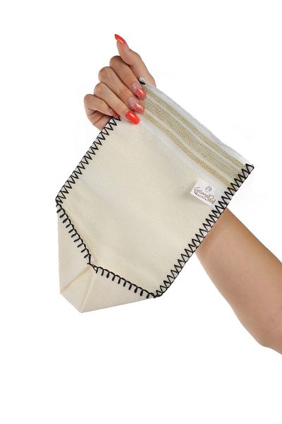 CaramelPeel Tellak Turkish Bath Bag White 3-Piece