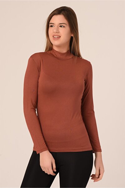 DISENTIS MODEST Half Fisherman Long Sleeve Viscose Tan Body