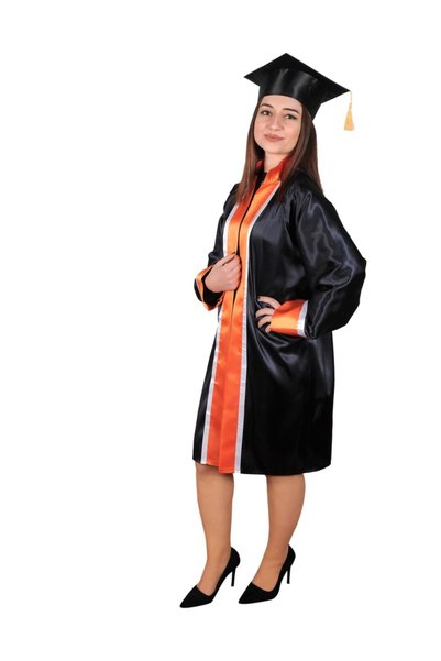 Mezuniyetshop مكعب التخرج Lıse أزرق داكن برتقالي أبيض