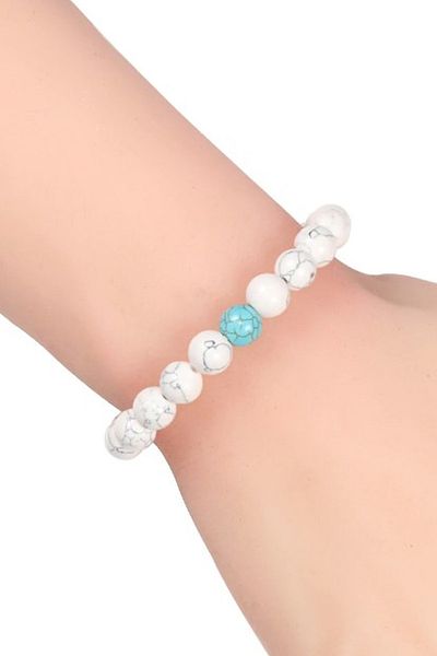Kusakli Turquoise Stone White Howlite Natural Stone Women's Bracelet