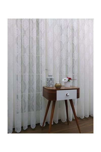 Esse Home Knitted Patterned Tulle Curtain 200X250, Sparse Pleat, 1/2