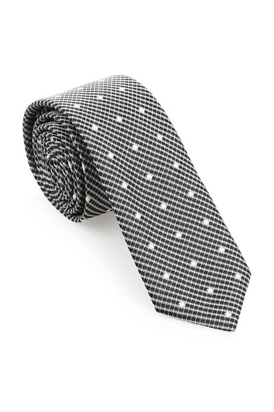 Brianze Slim Black Tie with White Dots - Skaı-2