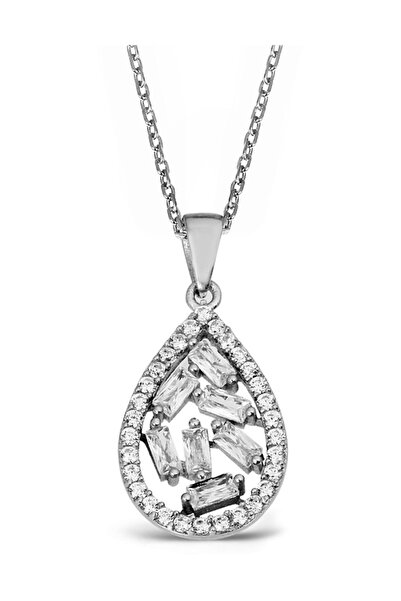 Argentum Concept 925 Ayar Gümüş Baget Taşlı Damla Kolye