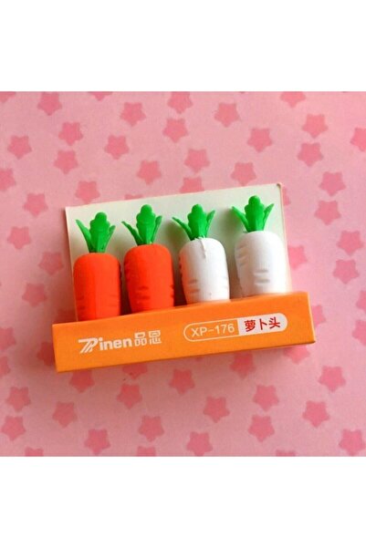 Genel Markalar Sevimli Havuç Kalem Başlığı ve Silgi Seti SL72