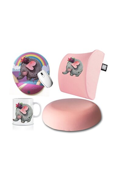 Officeküp Avantajlı 4'lü Set: Visco Bel Destek Yastığı & Oturma Minderi & Mou...