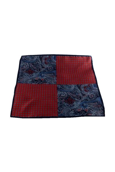 Brianze Red Checked Shawl Pattern Handkerchief M-66