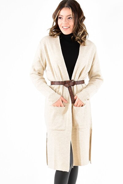 ModaPlaza Long Nova Knitwear Women's Cardigan - Pockets, Model 4341