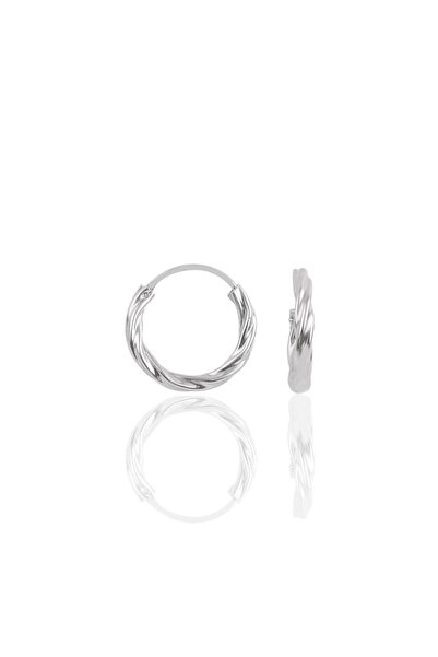 Doğan Silver Gümüş  Mini Burgu Modeli Halka Küpe 14 mm