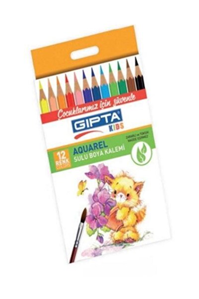 Gıpta Aquarel Sulu Boya Kalemi 12 Renk Karton Kutu