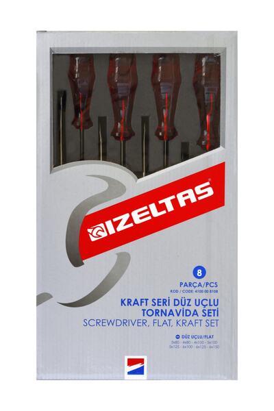 İzeltaş 8 Li Kraft Düz Tornavida Serisi