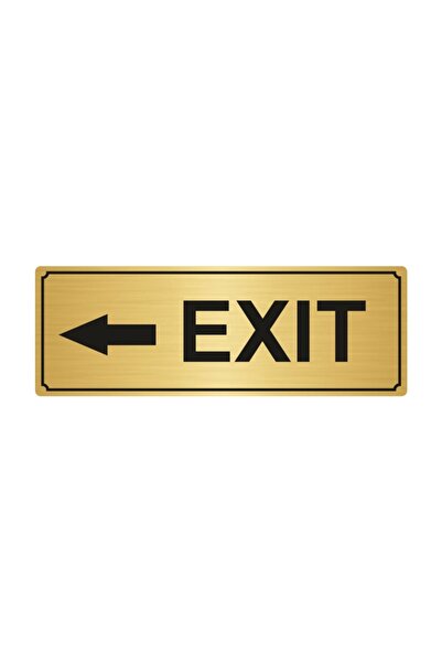 Özarslan Dizayn Exit Directional Sign 10cmx20 cm Gold Color Metal