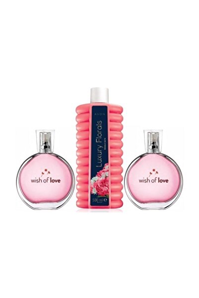 AVON Wish Of Love Edt 50 ml Kadın Parfüm 2 Adet + Luxury Florals Duş Jeli 500 ml