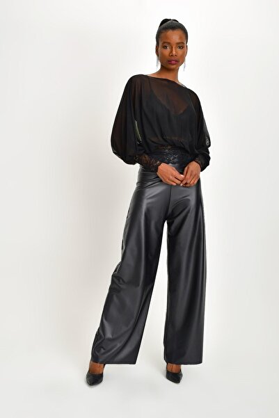 Quincey Kadın Dantel Detaylı Tül Bluz