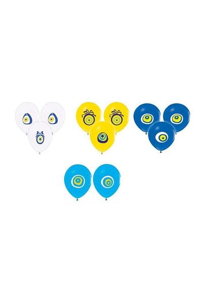 Parti Furyası Evil Eye Bead Printed Mixed Color Balloon 10 Pieces