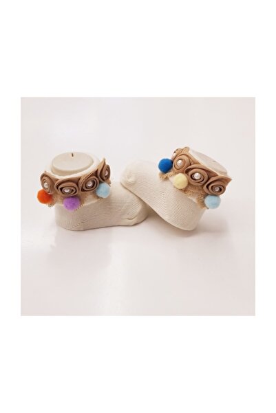 Bumbo Sıralı Incili Ponpon Bebek Çorap