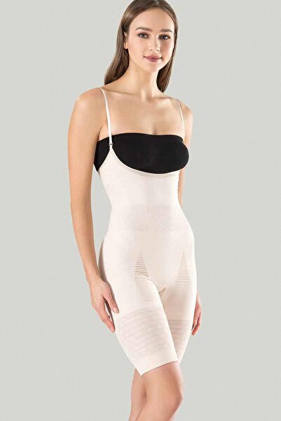 Miss Fit 1255 Kadın Beyaz Ayarlanabilir Ince Askılı Göğüs Altı Korse Uzun Paç...