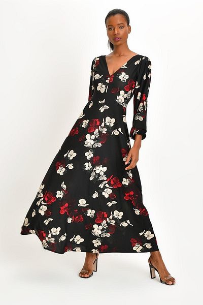 Quincey Γυναικείο φόρεμα με σχέδιο Crepe Maxi