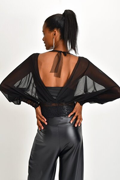 Quincey Kadın Dantel Detaylı Tül Bluz