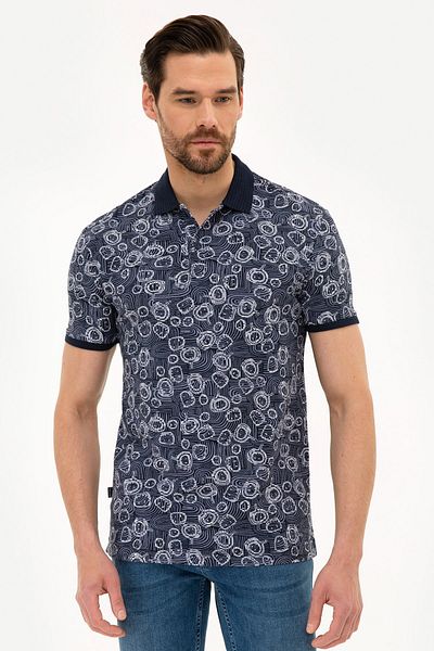 Pierre Cardin Tricou albastru slim cu gât polo