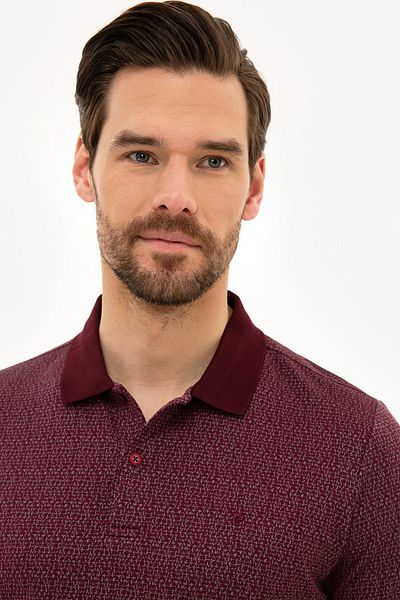 Pierre Cardin Claret Red Slim Fit Polo T-shirt με λαιμόκοψη