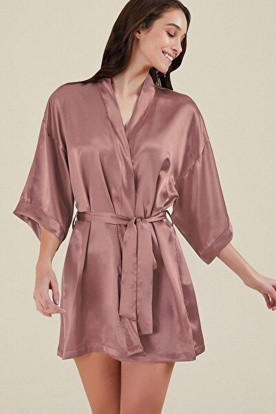 Kom Kimono Collar Long Sleeve Mini Women's Dressing Gown Sofia Dressing Gown