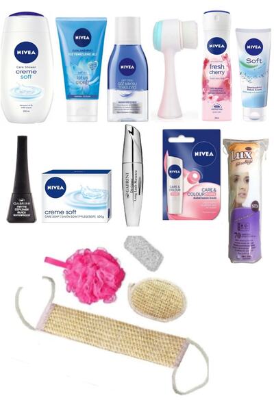 NIVEA Gelin Söz Nişan Çeyiz Bohça Seti - Gelin Sandıksız Makyaj Seti 15 Parça