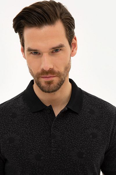 Pierre Cardin Μαύρο Slim Fit Polo T-shirt με λαιμόκοψη