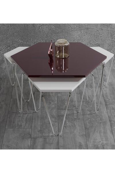 Veys Sehpa Piramit Orta Sehpa - Zigon Sehpa ( Set Takım )