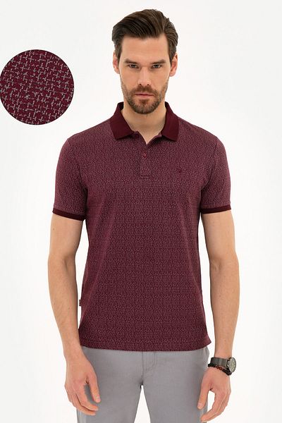 Pierre Cardin Claret Red Slim Fit Polo T-shirt με λαιμόκοψη