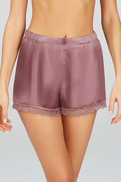 Kom Women's Dusty Rose Sofia Lace Satin Shorts