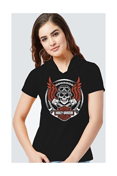 ROCKANDROLL Set pantaloni scurți pentru femei Biker Skull negru cu mâneci scurte