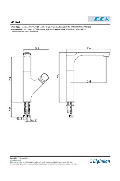 Eca Myra Kitchen Sink Sink Faucet102118063h E.c.a