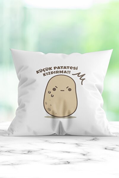 WixelArt Küçük Patatesi Kızdırma Baskılı Yastık