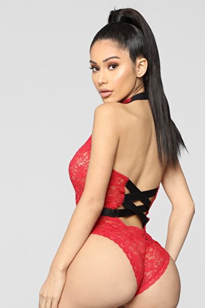 Nightlight Women's Red Ribbon Detailed Fancy Babydoll