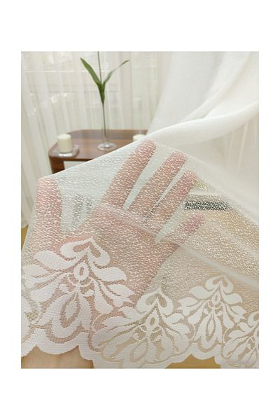 Esse Home 150x200 Lace Patterned Skirt Curtain - Sparse Pleat, 1/2