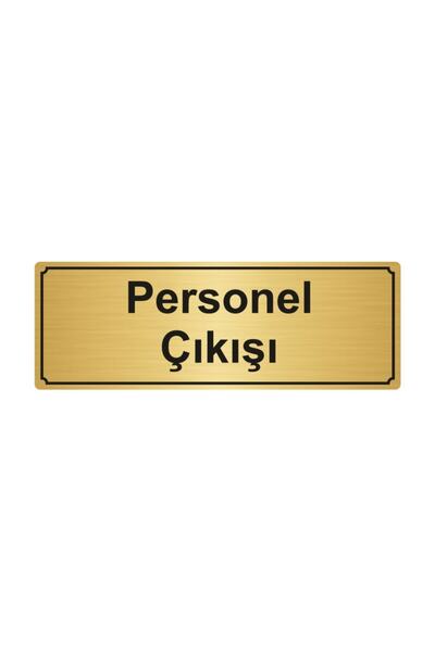 Özarslan Dizayn Staff Exit Directional Sign 10Cmx20Cm Gold Color Metal