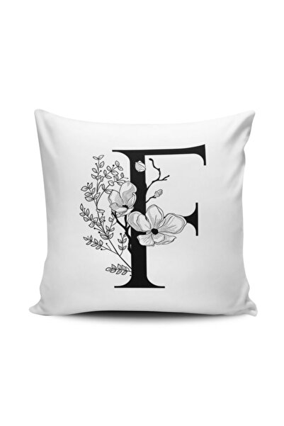 Alkan Homes F Harfli Dijital Baskılı Kırlent Kılıfı