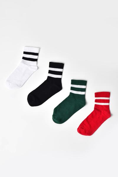 MG ÇORAP Set șosete Tenis cu dungi bumbac (4 bucăți)