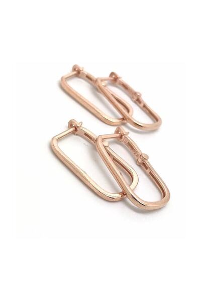 Erer Gümüş Kadın Pembe Gümüş Taşsız Dikdörtgen Küpe Nz78t3