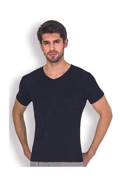 ali altun iç giyim Combed Cotton Men's Black V-Neck - 6 Pieces 1010